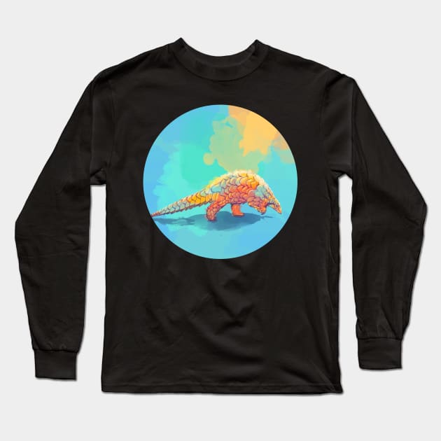 Armored Cuteness - Pangolin Illustration Long Sleeve T-Shirt by Flo Art Studio